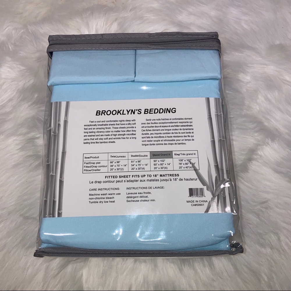 ✨RESTOCKING SOON✨Queen 6pc Ice Blue Bedsheets - Picture 4 of 5